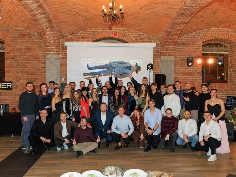 Company celebration with the whole team