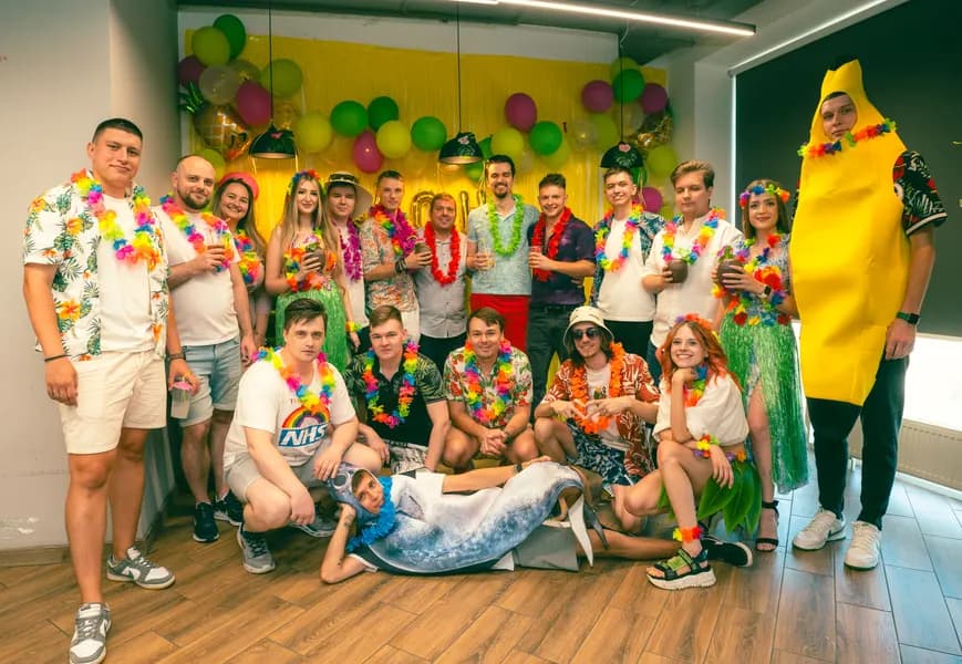 Hawaiian-themed office party