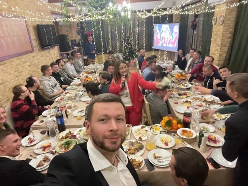Selfie at the company holiday dinner