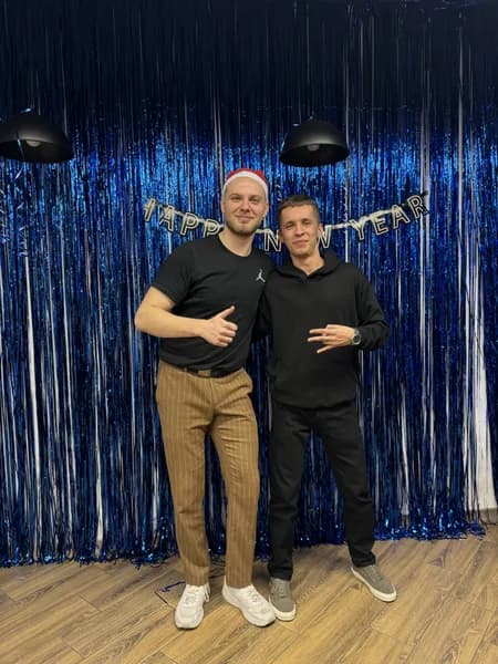 Two teammates at the New Year party